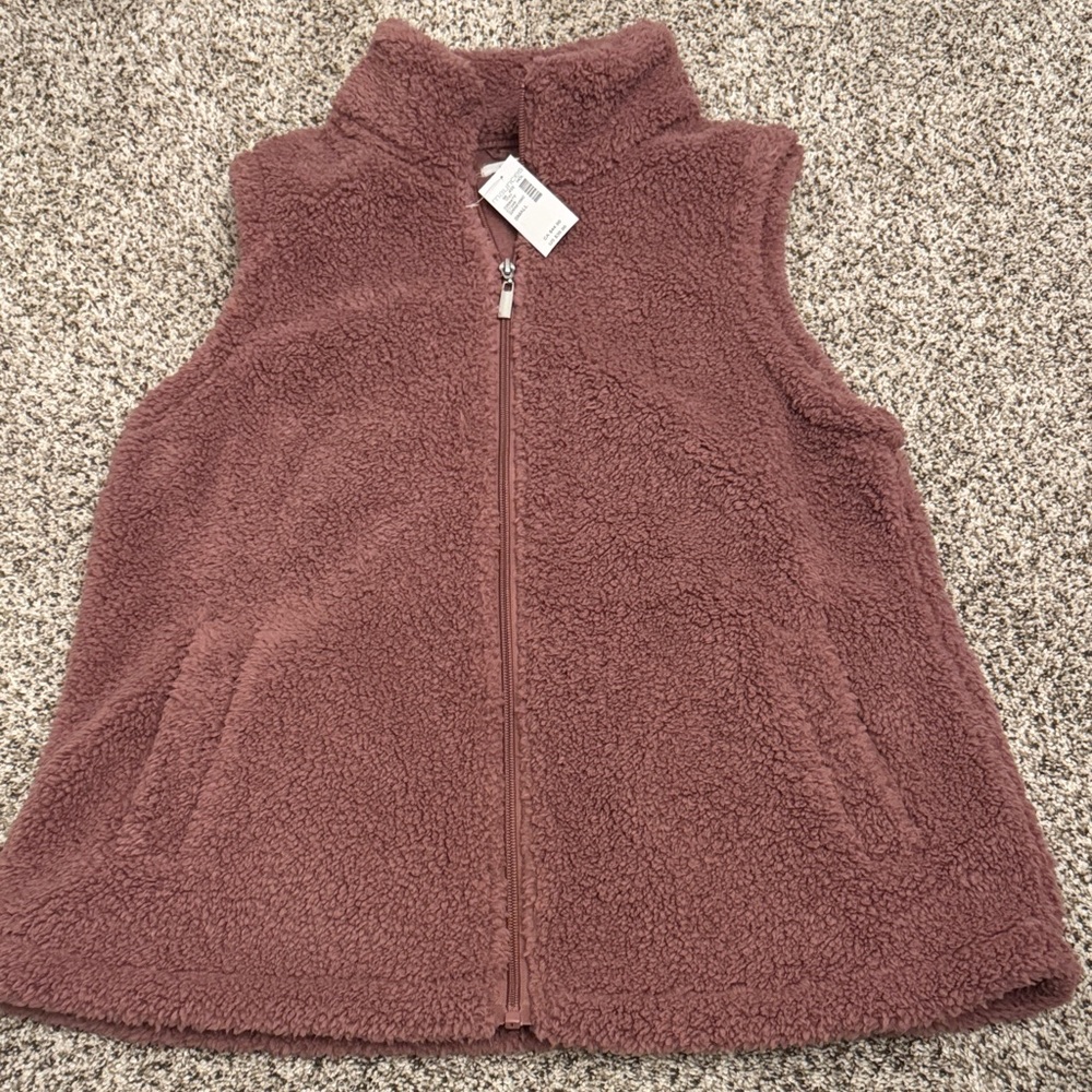 Maurices Plush Sherpa Vest in Dusty Rose